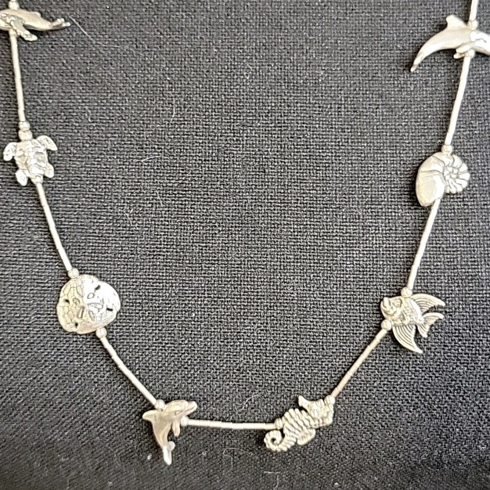 VTG KABANA Sterling Silver Sea Life Fetish Station Necklace 925 #NK902 Rare. - Picture 3 of 9